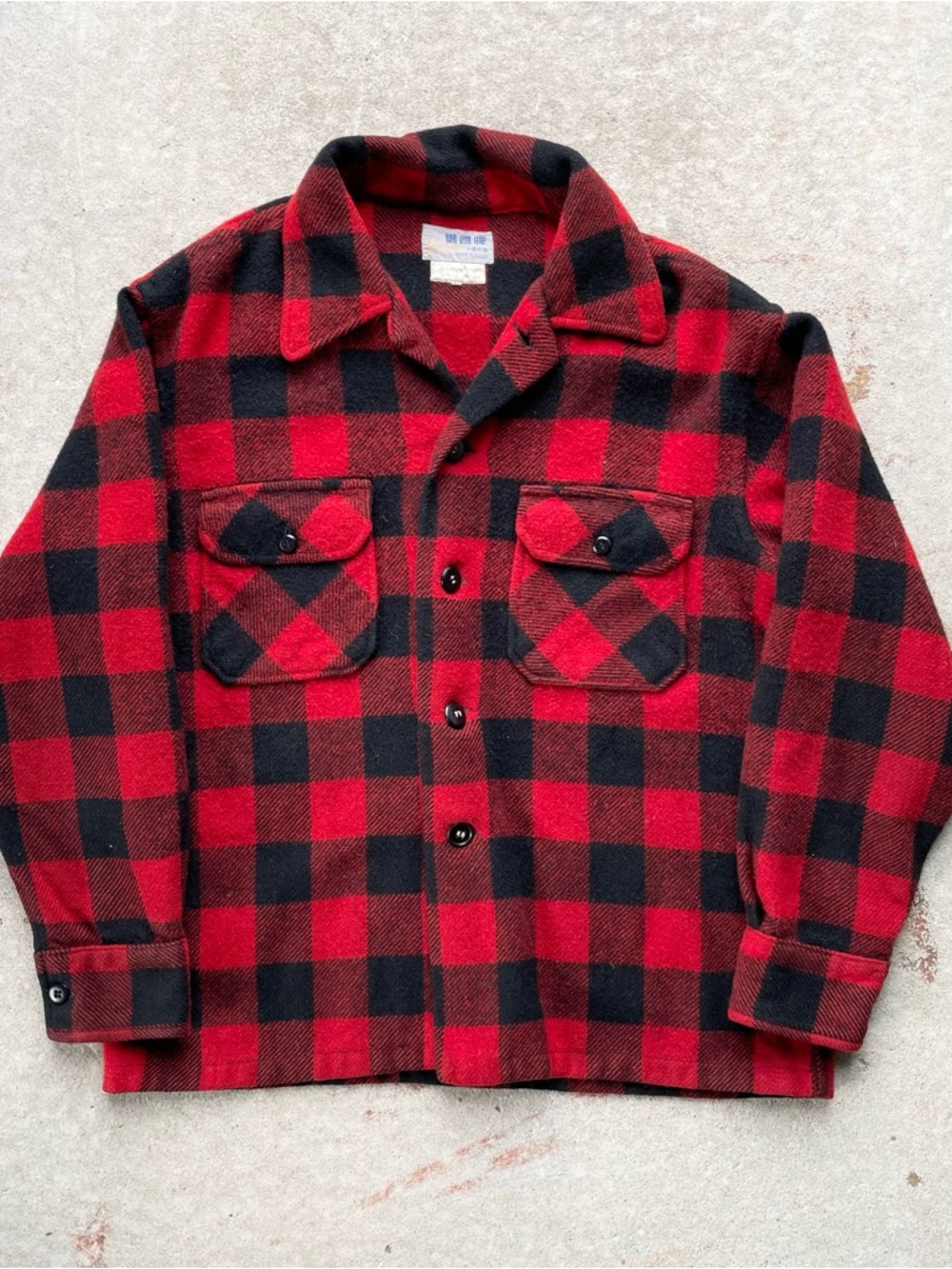 Red and Black 70s/80s Vintage Wool Plaid Jacket Flannel
